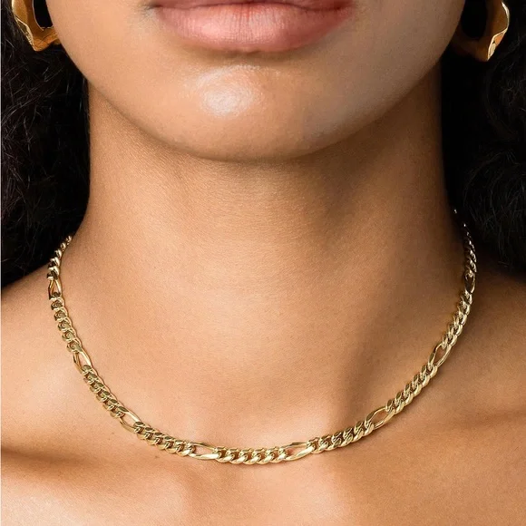 Brand new shiny 24k gold over silver. Classic Figaro Chain Necklace. Nordstrom - Picture 1 of 6